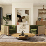 Georgia - Cane Tuxedo Armchair - Olive Green - Furniture Home Direct