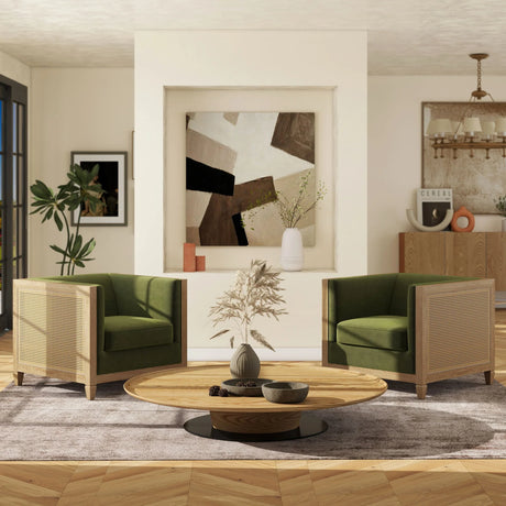 Georgia - Cane Tuxedo Armchair - Olive Green - Furniture Home Direct