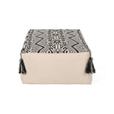 Kiki - Rectangular Pouf Ottoman Floor Cushion Natural - Black - Furniture Home Direct