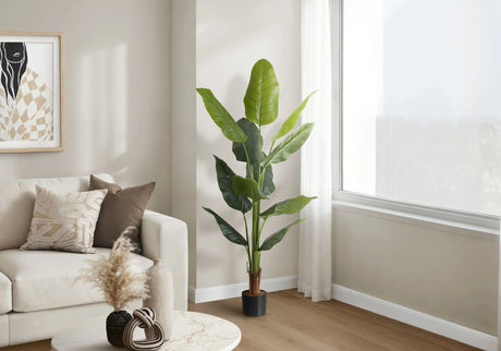 59" Tall, Artificial Plant, Strelitzia Tree, Indoor, Faux, Fake, Floor, Greenery, Potted, Real Touch, Decorative - Green / Black - Furniture Home Direct
