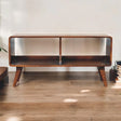Curved Double Slot Media Unit - Dark Brown - Furniture Home Direct