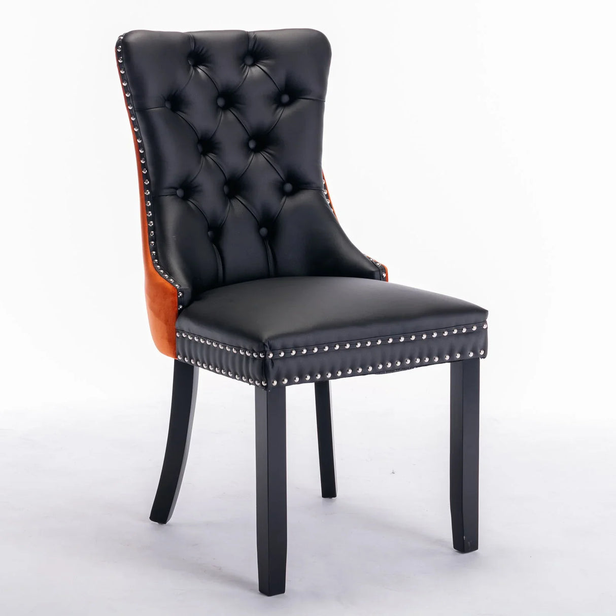 Nikki - Modern, High-End Tufted Solid Wood Contemporary PU And Velvet Upholstered Dining Chair With Wood Legs Nailhead Trim (Set of 2) - Furniture Home Direct