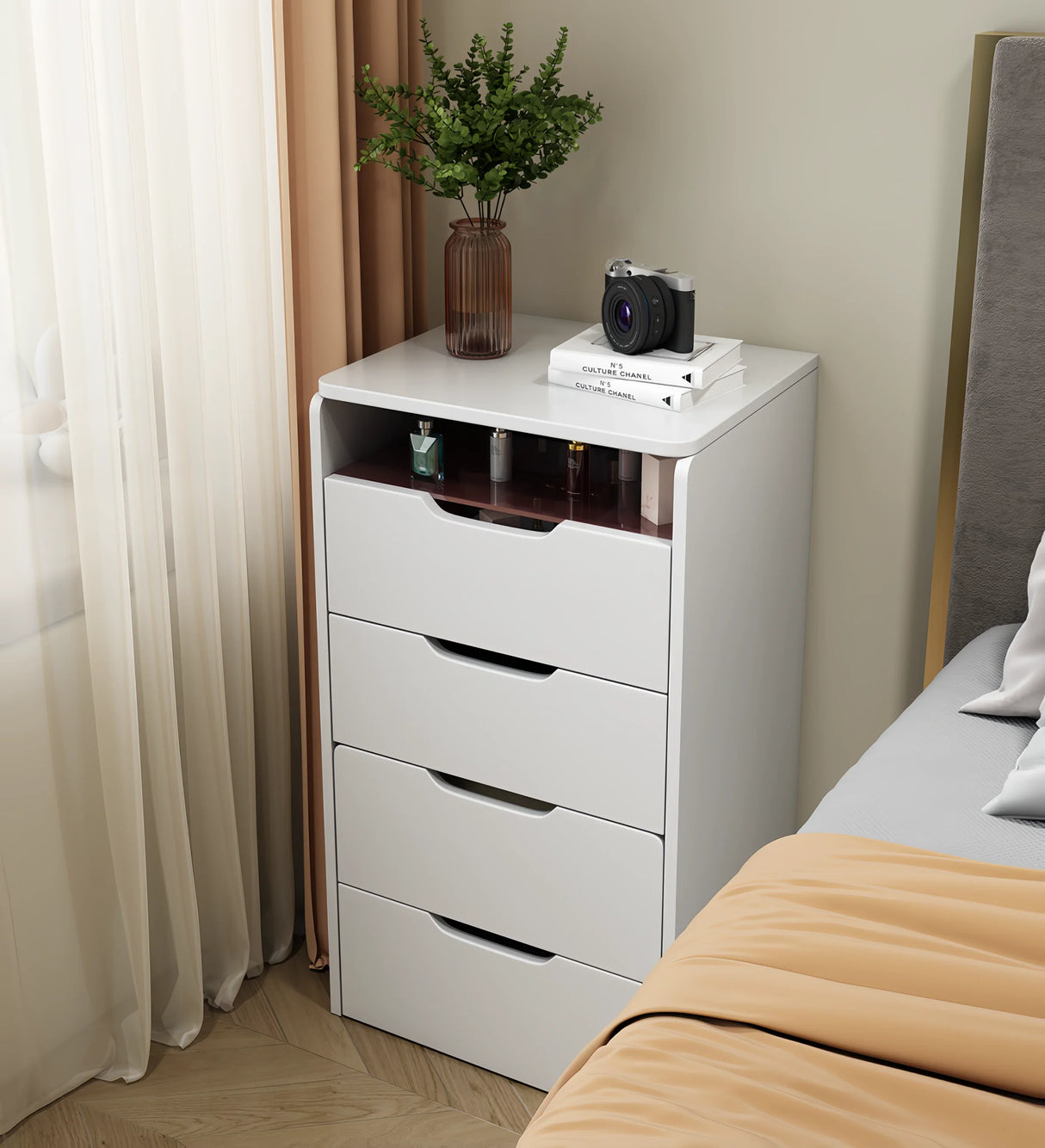 Vanity Desk with Flip Top Mirror and Drawers White - Furniture Home Direct