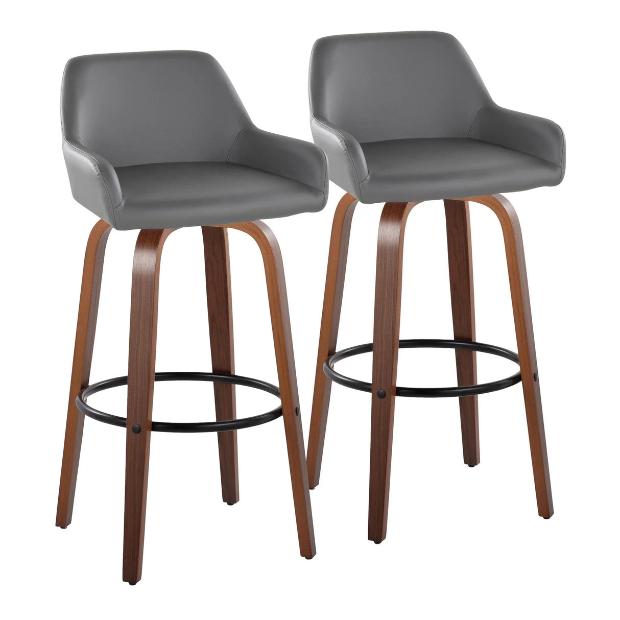 Daniella - Contemporary Fixed Height, Barstool & Swivel And Round Footrest (Set of 2) - Furniture Home Direct