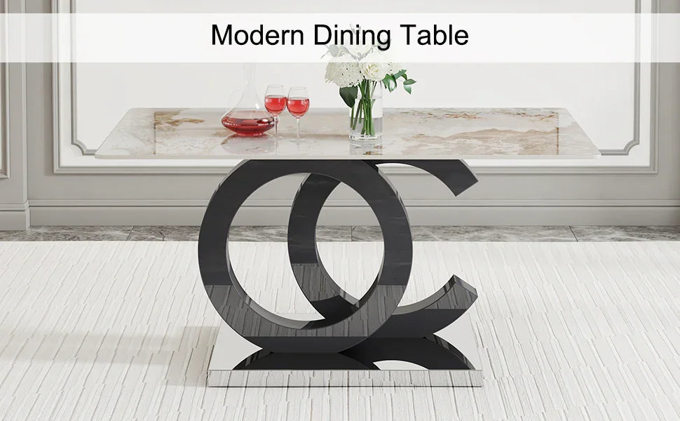 Large Rectangular Faux Marble Dining Table - Furniture Home Direct
