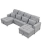 Oversized U-Shaped Versatile Sectional, Pull-Out Sofa Bed With Double Storage Chaise Lounges And 2 USB Ports For Living Room - Furniture Home Direct
