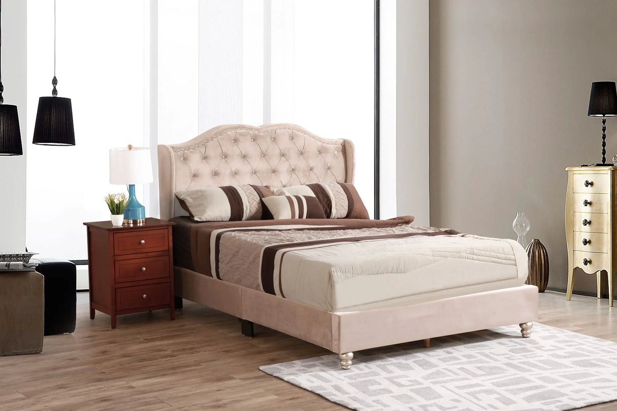 Upholstered Velvet Bed Transitional - Furniture Home Direct