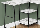 Computer Desk, Home Office, Corner, Storage Shelves, L Shape, Work, Laptop, Marble Look Laminate, Contemporary, Modern - Furniture Home Direct