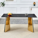 Dining Table Black Marble With Gold Butterfly Legs Black - Furniture Home Direct