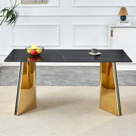 Dining Table Black Marble With Gold Butterfly Legs Black - Furniture Home Direct