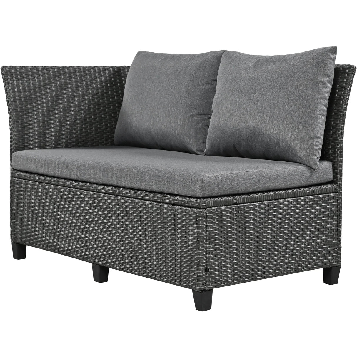 Outdoor Sectional With Side Tables, Tables and Sitting Ottoman- Gray - Furniture Home Direct