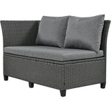 Outdoor Sectional With Side Tables, Tables and Sitting Ottoman- Gray - Furniture Home Direct