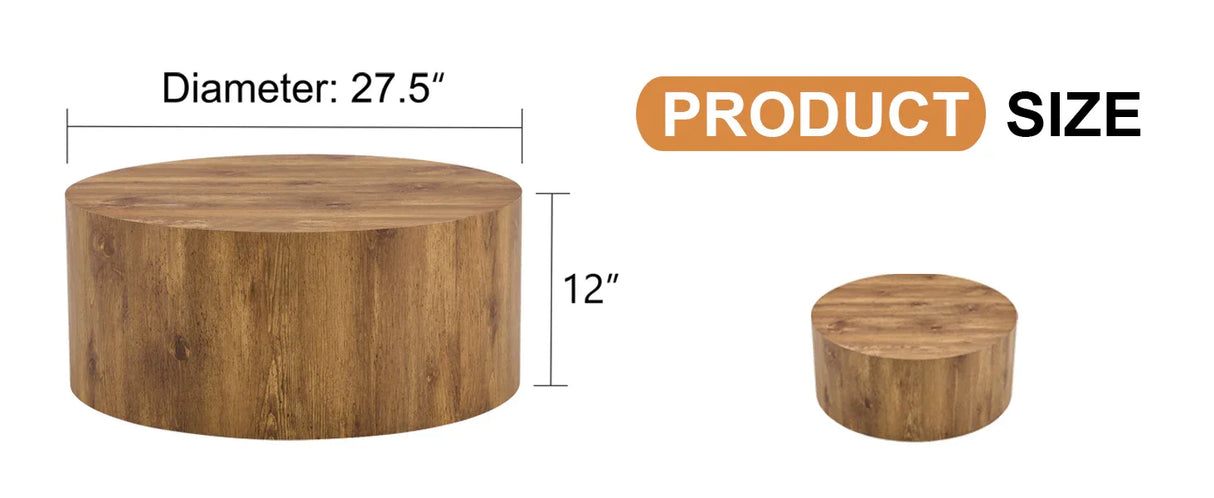Coffee Table Cylindrical Wood Design Accent Warm Brown - Furniture Home Direct