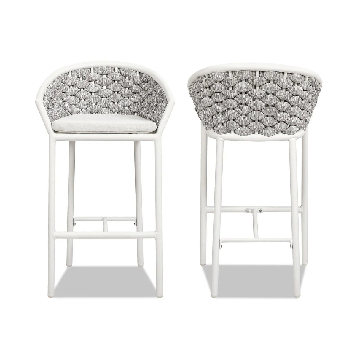 Rowan - Rope Barrel Low Back Patio Counter Stool (Set of 2) - Optic White - Furniture Home Direct