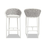 Rowan - Rope Barrel Low Back Patio Counter Stool (Set of 2) - Optic White - Furniture Home Direct