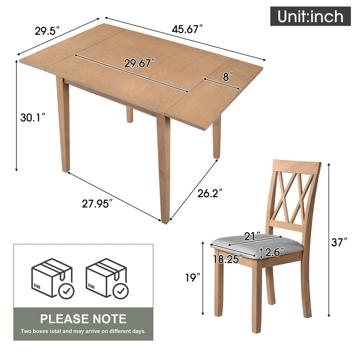 3 Piece Kitchen Dining Set With Drop Leaf Dining Table And 2 Dining Upholstered Chairs, Dining Room Set For Small Places - Furniture Home Direct