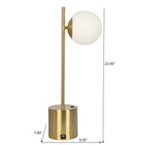 Ethereal - Modern Small Table Lamp, Desk Lamp Fixture With Globe Shade - Gold / White - Furniture Home Direct