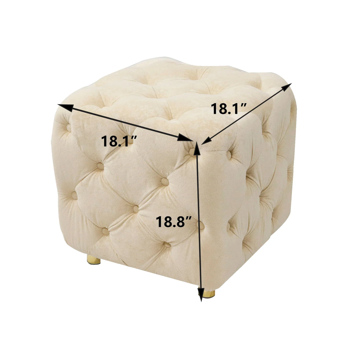 Modern Velvet Upholstered Ottoman, Exquisite Small End Table, Soft Foot Stool, Dressing Makeup Chair, Comfortable Seat For Living Room, Bedroom, Entrance - Furniture Home Direct