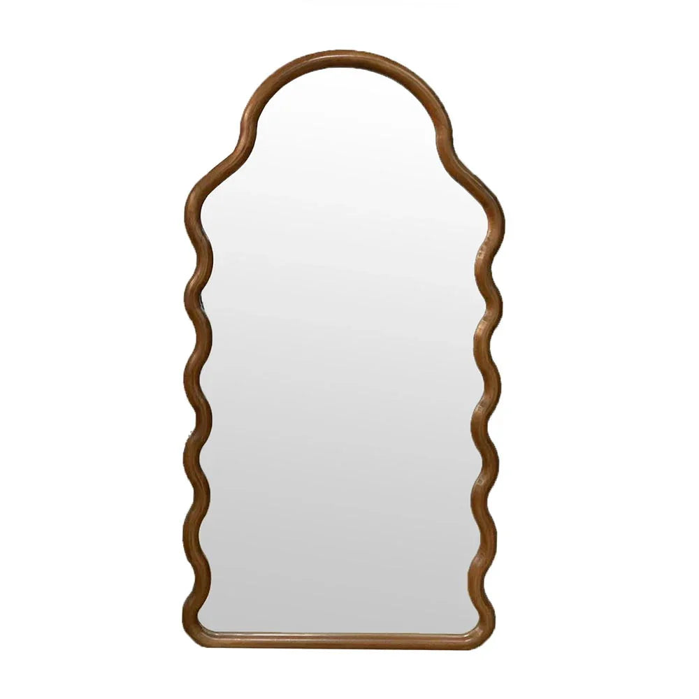 Wood Mirror With Unique Frame - Brown - Furniture Home Direct