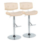 Lombardi - Contemporary Adjustable Barstool With Swivel With Straight T Footrest (Set of 2) - Furniture Home Direct