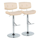 Lombardi - Contemporary Adjustable Barstool With Swivel With Straight T Footrest (Set of 2) - Furniture Home Direct