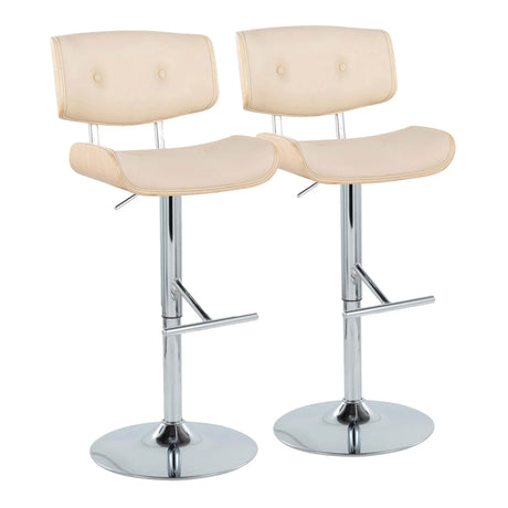Lombardi - Contemporary Adjustable Barstool With Swivel With Straight T Footrest (Set of 2) - Furniture Home Direct