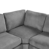 121.3" Modular Sectional Sofa with Two Movable Ottomans, Gray - Furniture Home Direct
