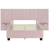 Full Size Upholstered Platform Bed Tall Headboard Pink - Furniture Home Direct