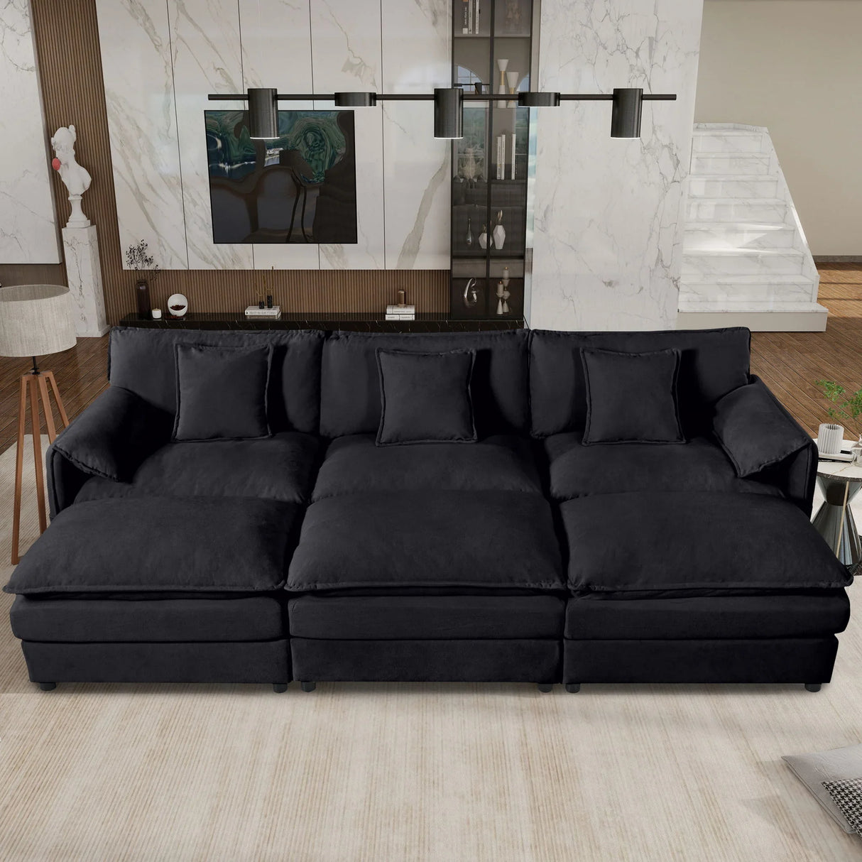Modern Comfy Deep Seat Modular Sectional Sofa Cloud Couch With Ottoman - Furniture Home Direct