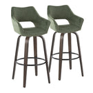 Mustang - Contemporary Fixed Height Barstool With Swivel With Round Footrest (Set of 2) - Furniture Home Direct