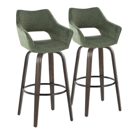 Mustang - Contemporary Fixed Height Barstool With Swivel With Round Footrest (Set of 2) - Furniture Home Direct