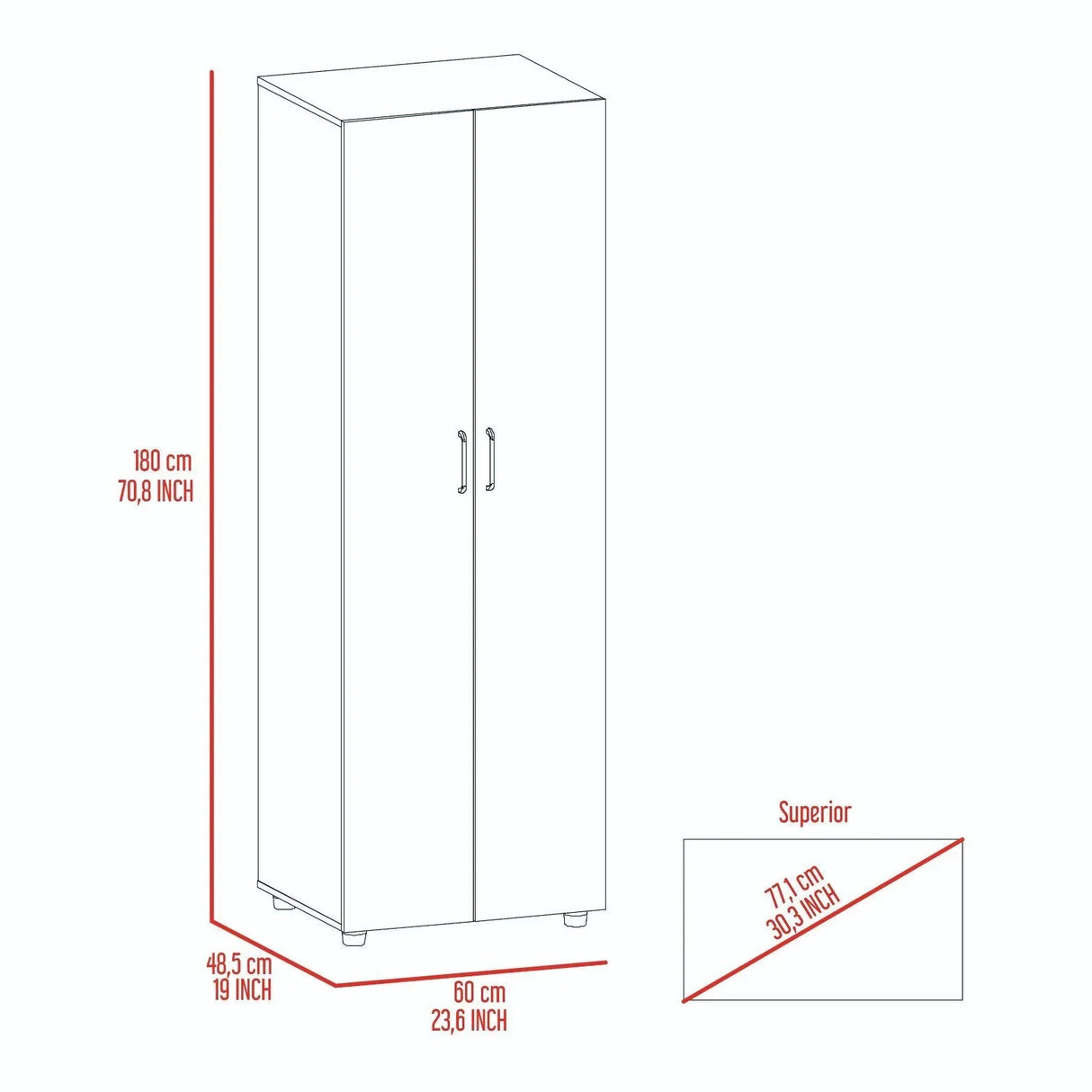 Armoire Organiser, Two Shelves, Rod, Double Door Cabinet Armoire - Furniture Home Direct