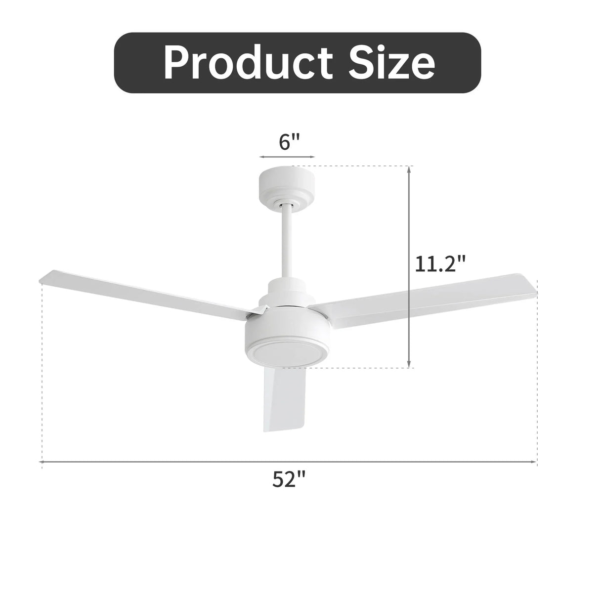 Ceiling Fan Without Light, 3 Blades Farmhouse Ceiling Fan With Remote Control 6-Speed Reversible Dc Motor For Living Room, Bedroom, Kitche - Furniture Home Direct