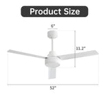 Ceiling Fan Without Light, 3 Blades Farmhouse Ceiling Fan With Remote Control 6-Speed Reversible Dc Motor For Living Room, Bedroom, Kitche - Furniture Home Direct