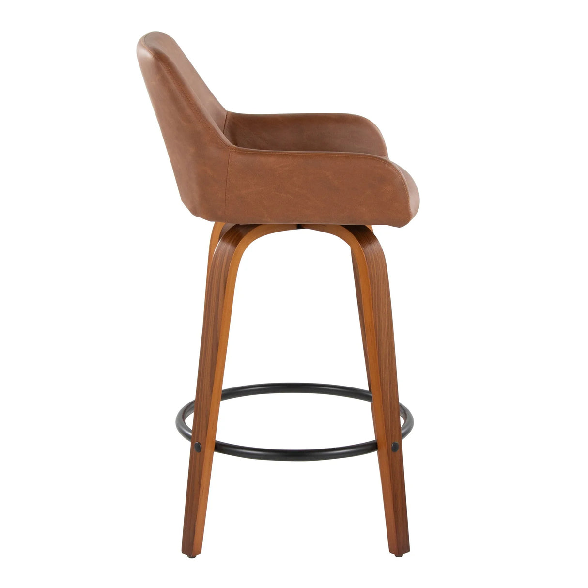 Daniella - Contemporary Fixed Height Counter Stool With Swivel With Round Footrest (Set of 2) - Furniture Home Direct