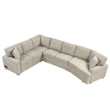 L-Shaped Sofa Sectional Sofa Couch Pull-Out Sofa Bed With Charging Devices And Cup Holders For Living Room - Furniture Home Direct