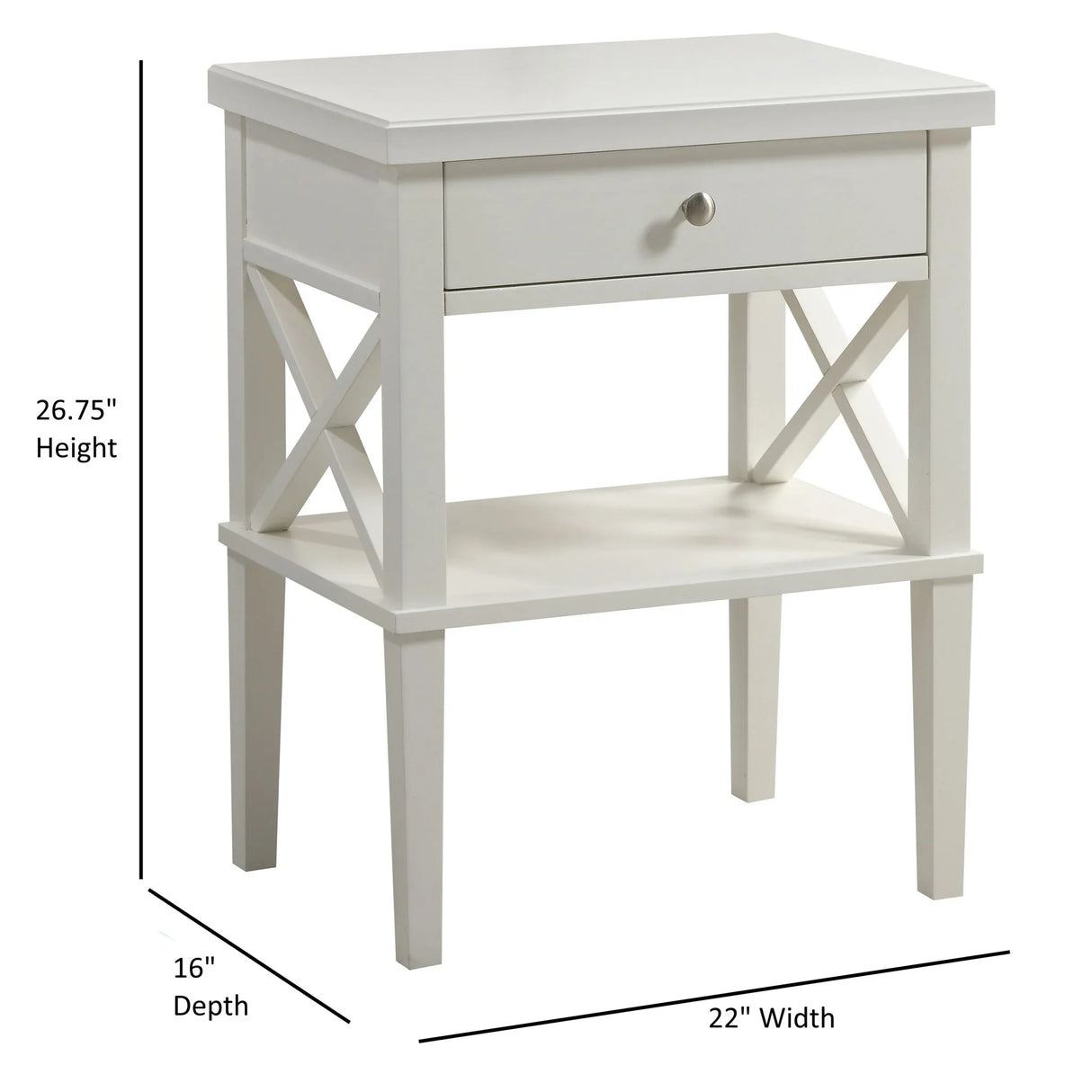 Madison - Nightstand With Open Shelf And Drawer And Decorative Side Panels - Furniture Home Direct