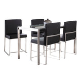 Fuji - High Back Contemporary Dining Set, Glass 5 Piece - Furniture Home Direct