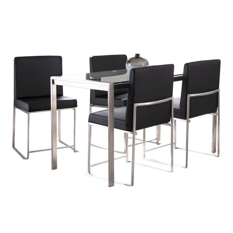 Fuji - High Back Contemporary Dining Set, Glass 5 Piece - Furniture Home Direct