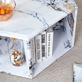 Coffee Table Set Hexagonal Marble Elegant Minimal White - Furniture Home Direct