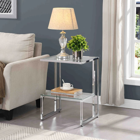 2 Tier Acrylic Glass End Table For Living Room - Furniture Home Direct