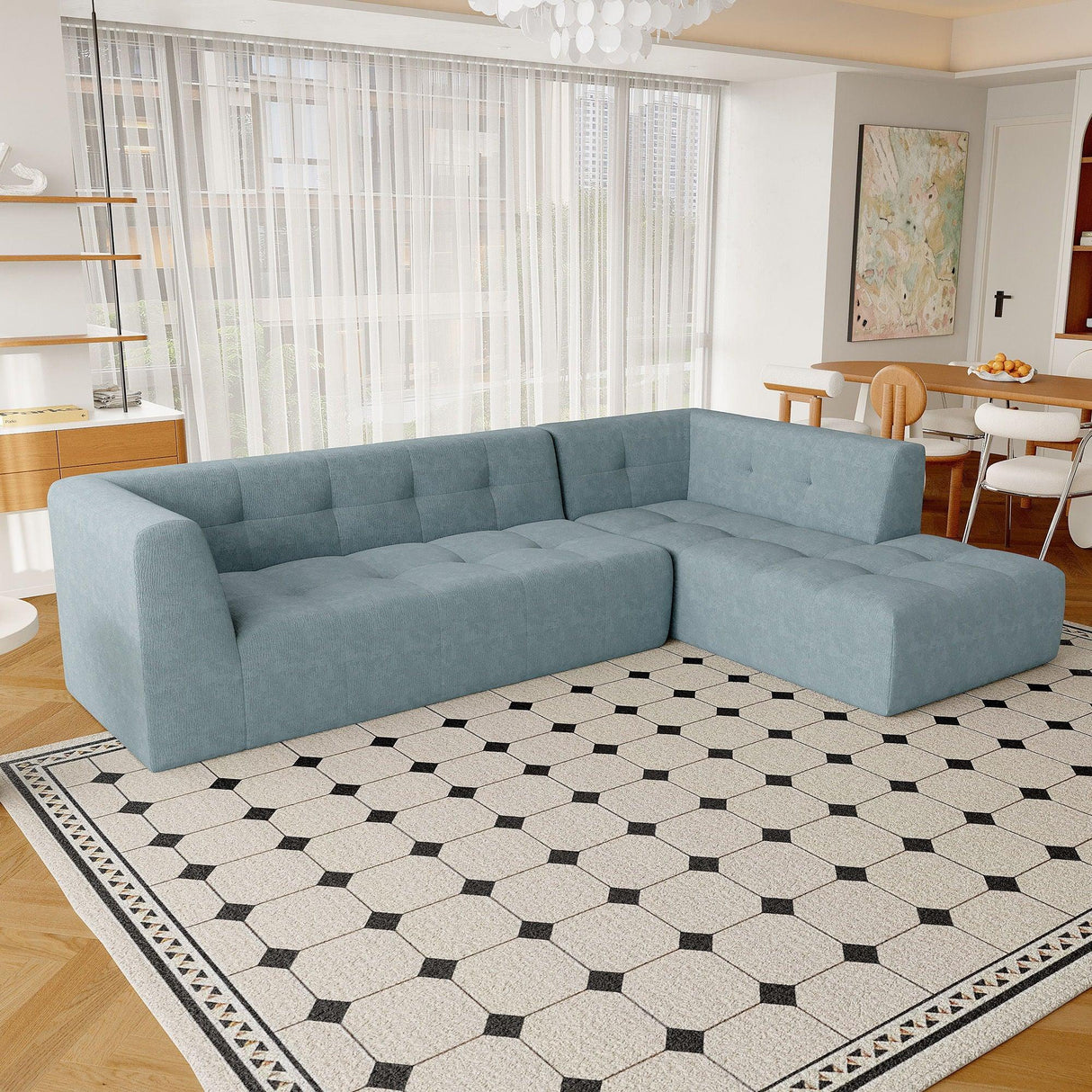 Modular Combination Living Room Sofa Set, Modern Minimalist Sofa, Living Room Upholstered Sofa Bed, Bedroom, 2 Pieces Computer Free Combination, L - Shaped - Furniture Home Direct