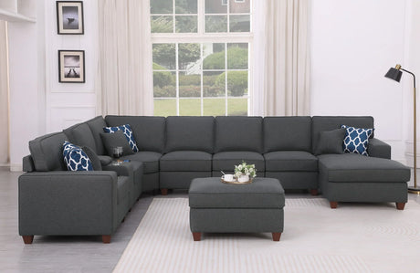 Eric - 9 Piece Upholstered Sectional With Ottoman - Furniture Home Direct