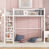 Loft Bed With 4 Tier Shelves And Storage - Furniture Home Direct