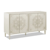 Mahal - Hand Painted Mandala Lacquered Sideboard - Ivory Off-White - Furniture Home Direct