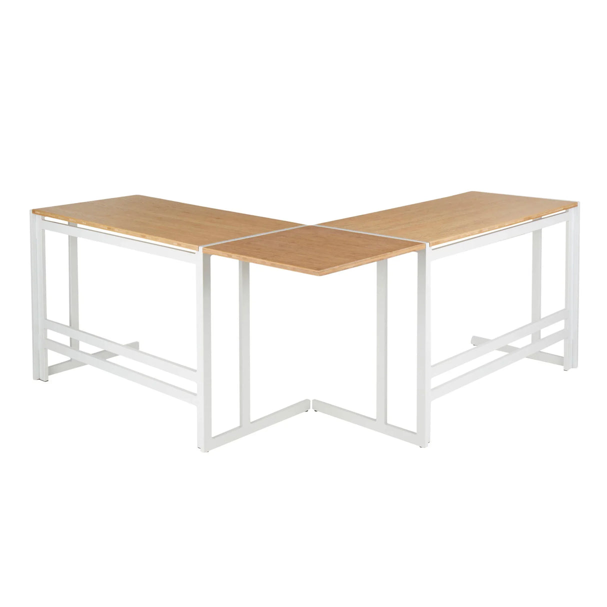 Roman - Industrial L Shaped Desk - White / Natural - Furniture Home Direct