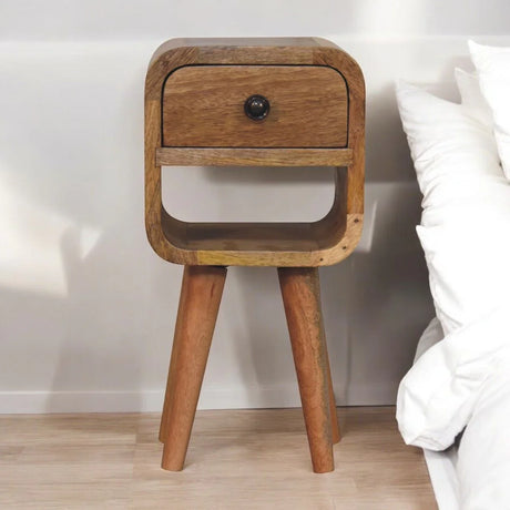 Mini California Curved Nightstand Wth Lower Slot - Furniture Home Direct