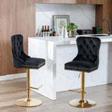 Bar Stools Velvet Upholstered Swivel With Backs Black - Furniture Home Direct
