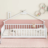 House-Shaped Bedside Floor Bed With Guardrails, Slats, Without Door - Furniture Home Direct