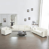 3 Piece Extra Deep Seat Living Room Set with Sofa, Love Seat and Chair - White - Furniture Home Direct